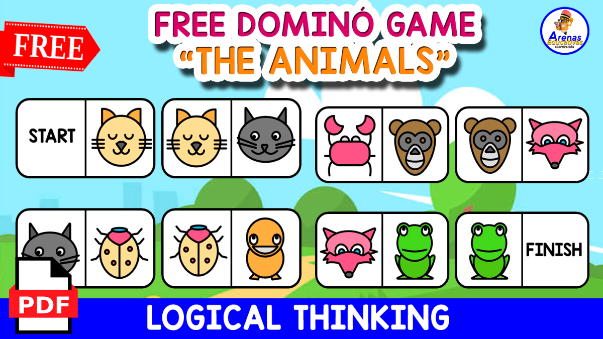 An educational teaching resource from EDITORIAL LAURA EDUCA entitled FREE DOMINÓ GAME FOR KIDS | Made with Animal Themed downloadable at Teach Simple.