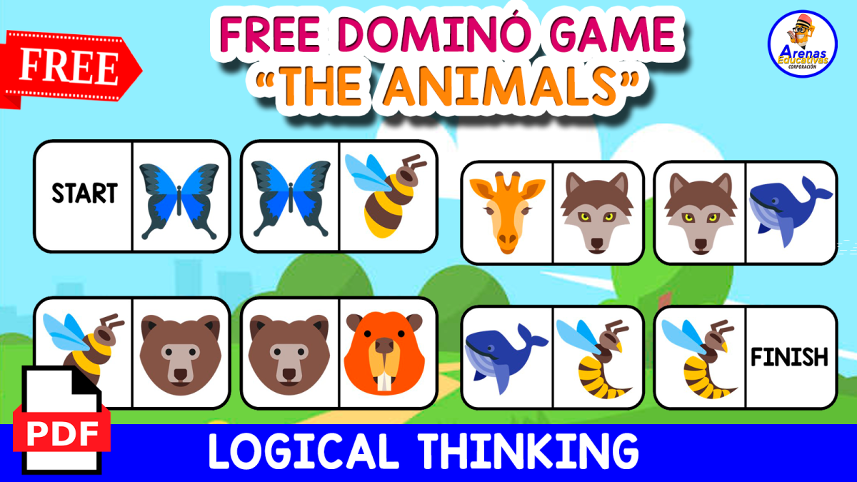 An educational teaching resource from EDITORIAL LAURA EDUCA entitled FREE DOMINÓ GAME FOR KIDS | Made WITH ICONS OF ANIMALS downloadable at Teach Simple.