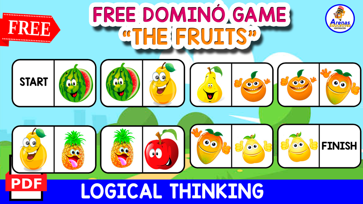 An educational teaching resource from EDITORIAL LAURA EDUCA entitled FREE DOMINÓ GAME | Fruits Themed downloadable at Teach Simple.