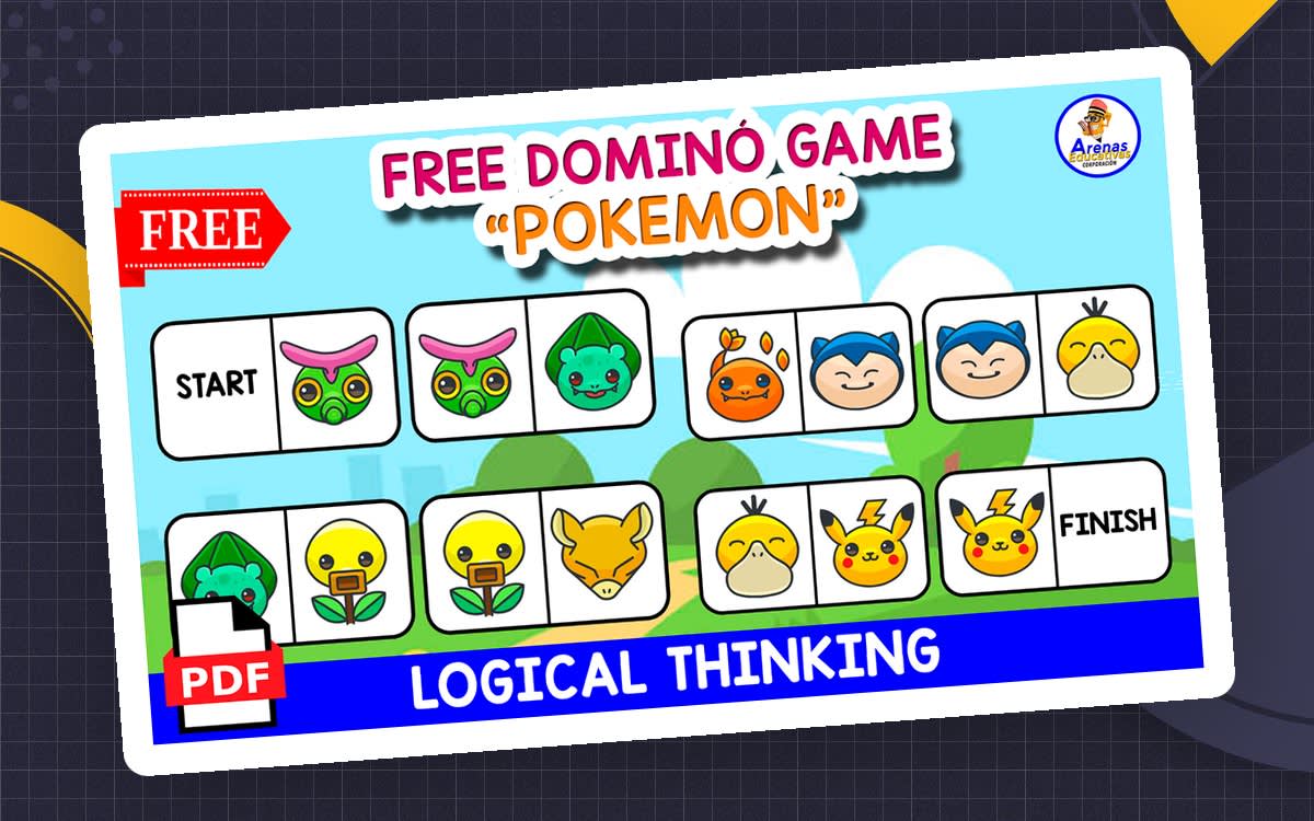An educational teaching resource from EDITORIAL LAURA EDUCA entitled FREE DOMINÓ GAME | Pokemon Themed downloadable at Teach Simple.