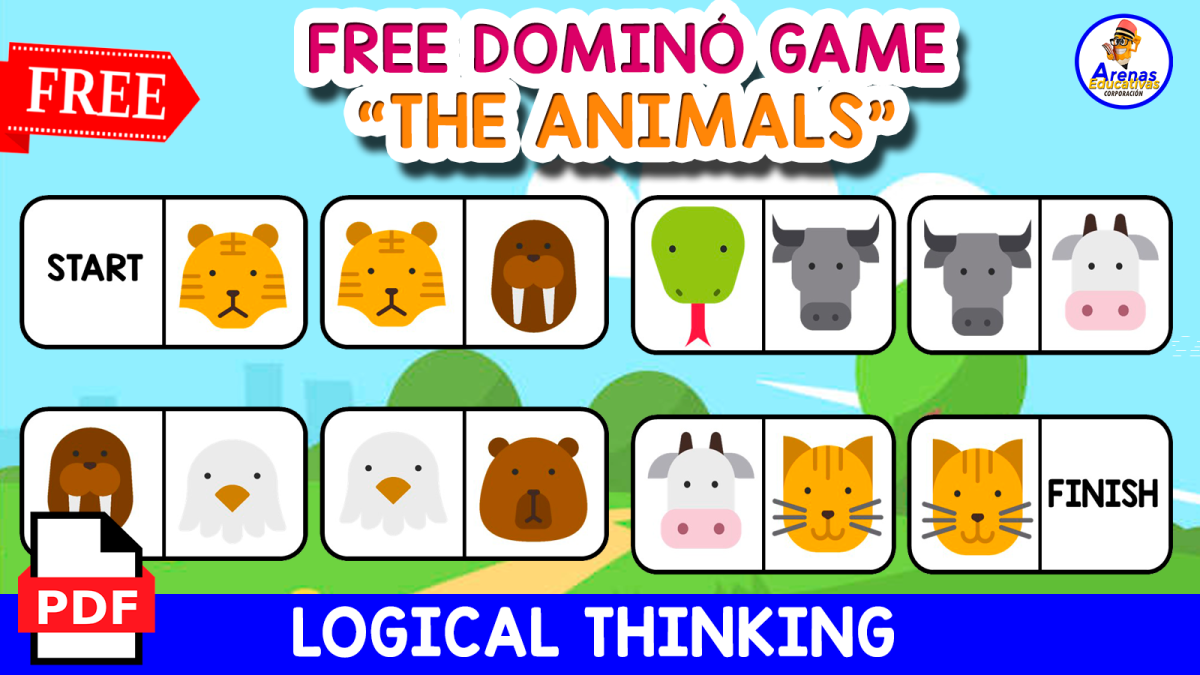 An educational teaching resource from EDITORIAL LAURA EDUCA entitled FREE DOMINÓ GAME | The Animals for KIDS downloadable at Teach Simple.