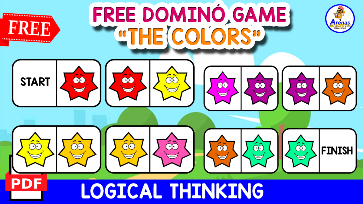 An educational teaching resource from EDITORIAL LAURA EDUCA entitled FREE DOMINÓ GAME | The Colors downloadable at Teach Simple.