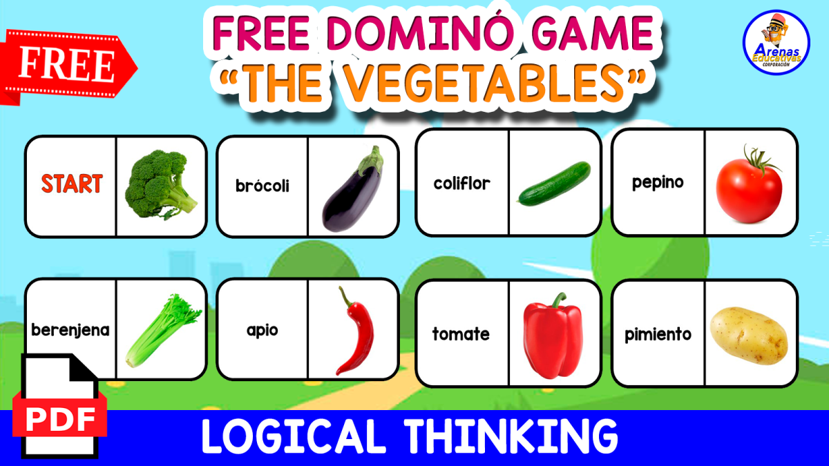 An educational teaching resource from EDITORIAL LAURA EDUCA entitled FREE DOMINÓ GAME | The Vegetables downloadable at Teach Simple.