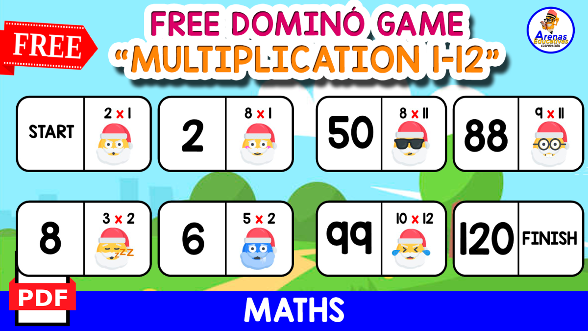 An educational teaching resource from EDITORIAL LAURA EDUCA entitled FREE DOMINO OF MULTIPLICATION | Christmas Themed downloadable at Teach Simple.