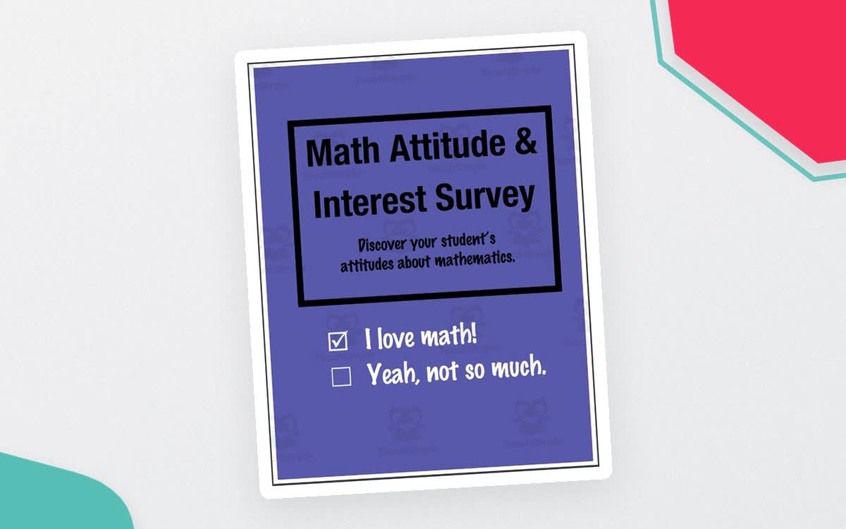 An educational teaching resource from Beyond Traditional Math entitled FREE Math Attitude and Interest Survey for Elementary Students (Grades 2-5) downloadable at Teach Simple.