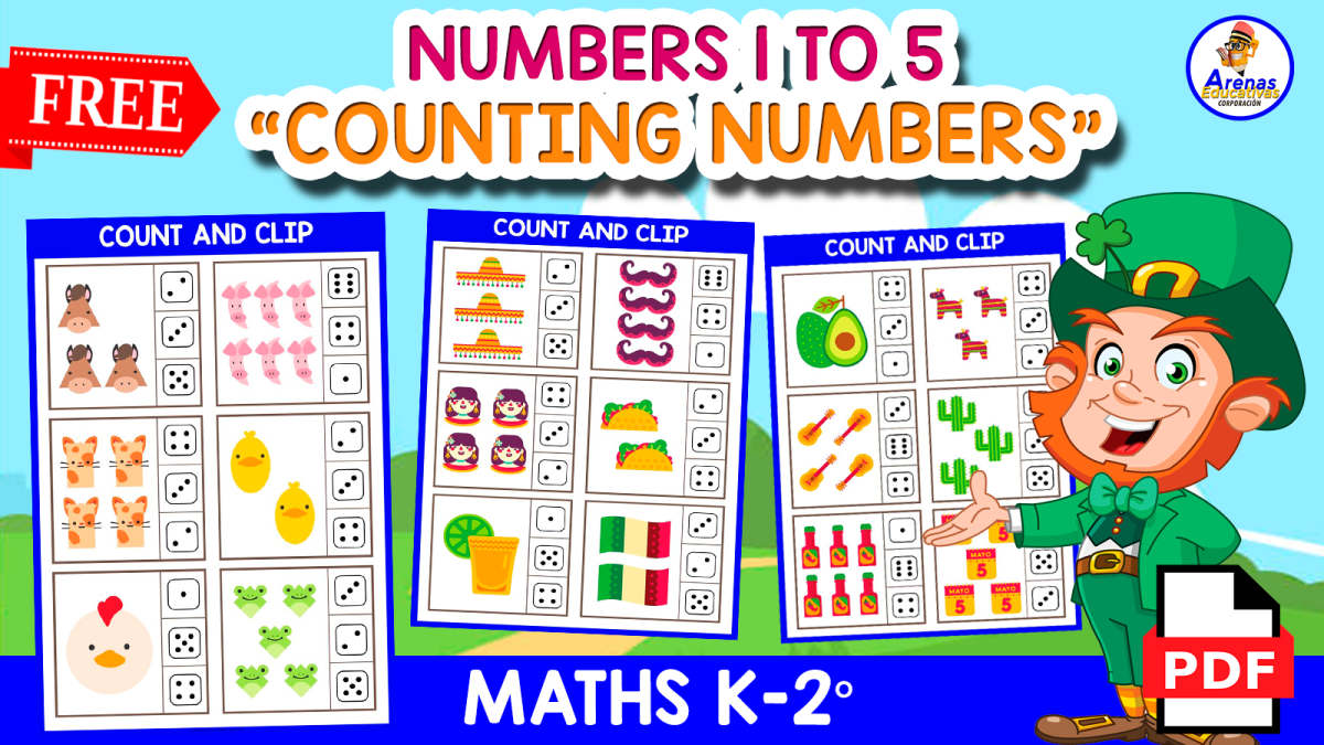 An educational teaching resource from EDITORIAL LAURA EDUCA entitled FREE MATH WORKSHEETS | Counting 1 to 5 downloadable at Teach Simple.