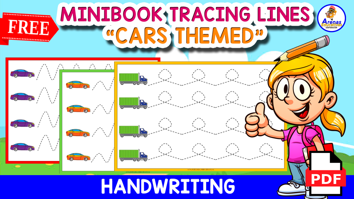 An educational teaching resource from EDITORIAL LAURA EDUCA entitled FREE MINIBOOK TRACING LINES | Car Themed downloadable at Teach Simple.