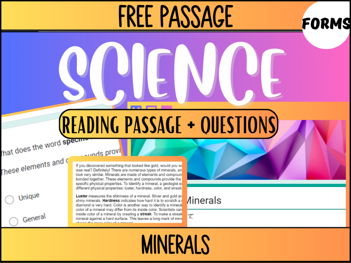 An educational teaching resource from Cored Education entitled Free Reading Passage: Minerals (Google Forms) downloadable at Teach Simple.