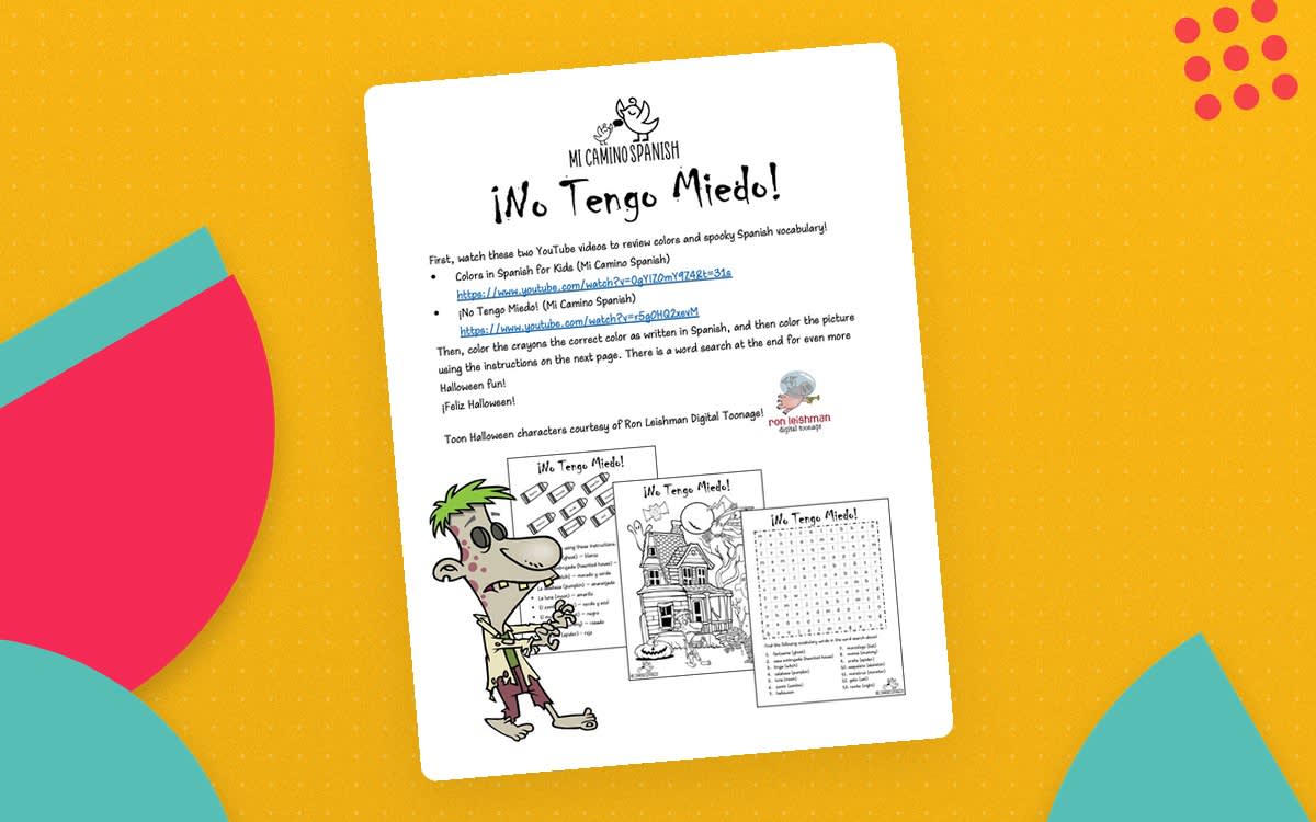 An educational teaching resource from Mi Camino Spanish entitled FREE Spanish Halloween Activity! (Videos, Colouring Page & Word Search!) downloadable at Teach Simple.