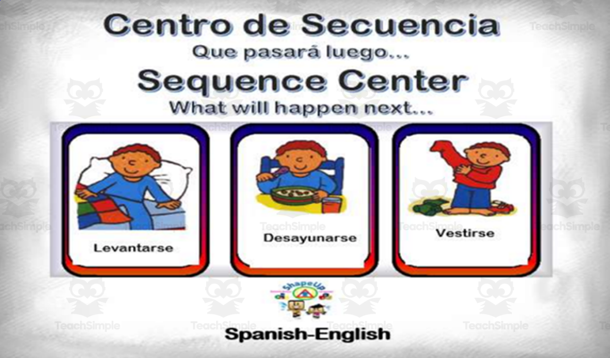An educational teaching resource from ShapeUp-N-Matematicas y Lenguaje entitled Free Spanish Secuencia I Interactive Center Activity downloadable at Teach Simple.