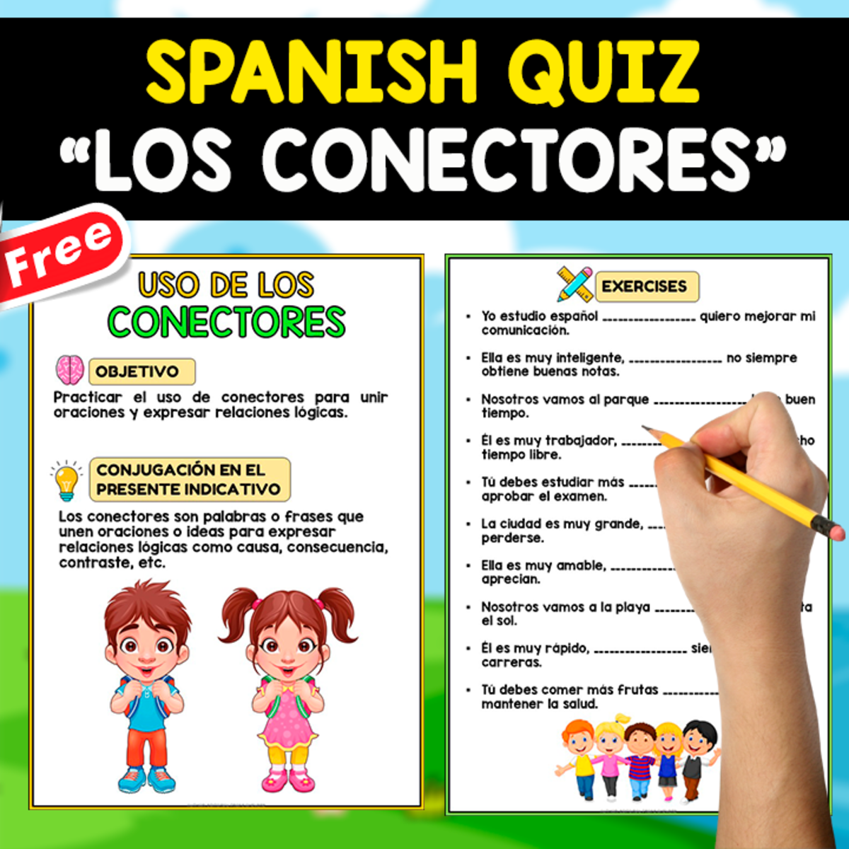 An educational teaching resource from EDITORIAL LAURA EDUCA entitled FREE SPANISH TEST | LOS CONECTORES downloadable at Teach Simple.
