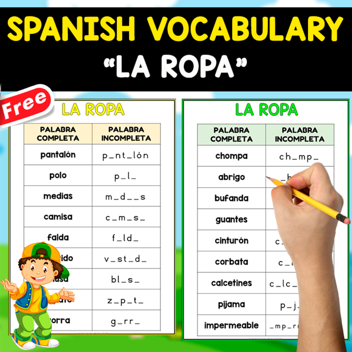 An educational teaching resource from EDITORIAL LAURA EDUCA entitled FREE SPANISH TEST | VOCABULARY | LA ROPA downloadable at Teach Simple.