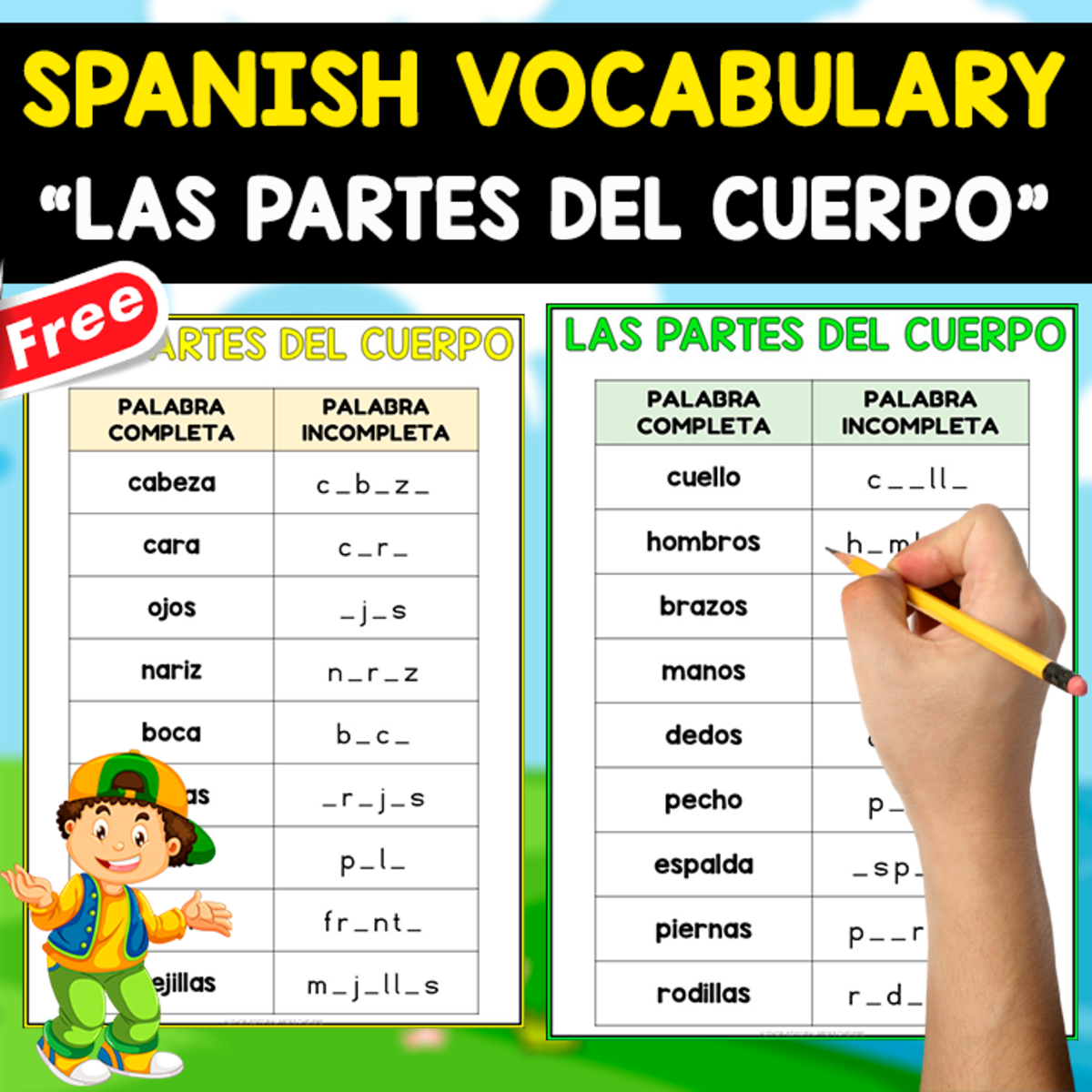 An educational teaching resource from EDITORIAL LAURA EDUCA entitled FREE SPANISH TEST | VOCABULARY | LAS PARTES DEL CUERPO downloadable at Teach Simple.