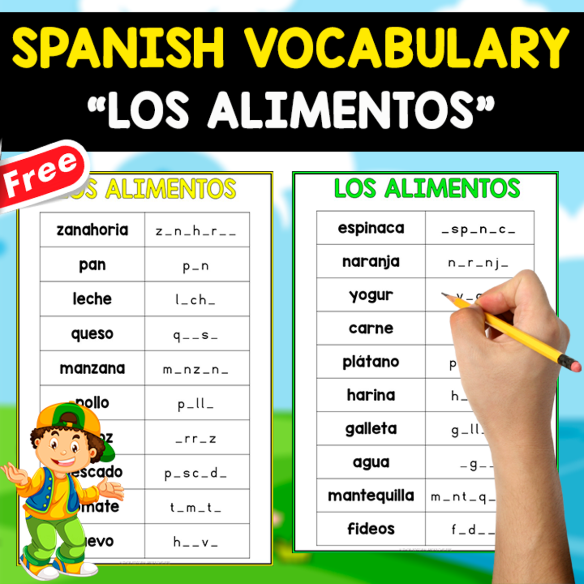 An educational teaching resource from EDITORIAL LAURA EDUCA entitled FREE SPANISH TEST | VOCABULARY | LOS ALIMENTOS downloadable at Teach Simple.