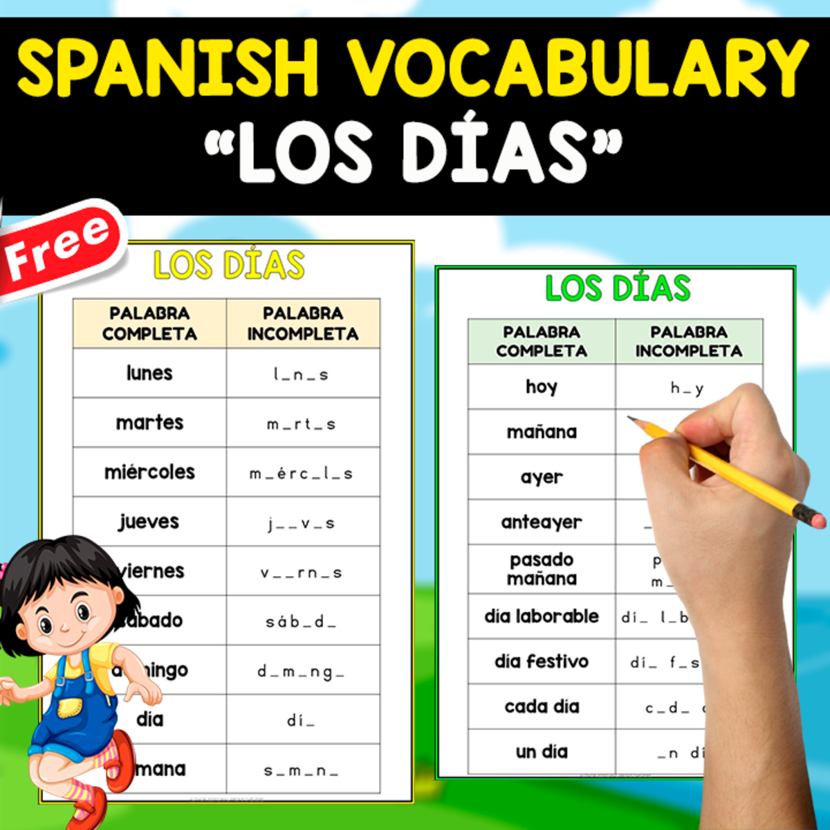 An educational teaching resource from EDITORIAL LAURA EDUCA entitled FREE SPANISH TEST | VOCABULARY | LOS DÍAS downloadable at Teach Simple.