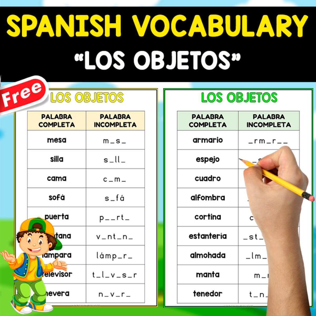 An educational teaching resource from EDITORIAL LAURA EDUCA entitled FREE SPANISH TEST | VOCABULARY | LOS OBJETOS downloadable at Teach Simple.