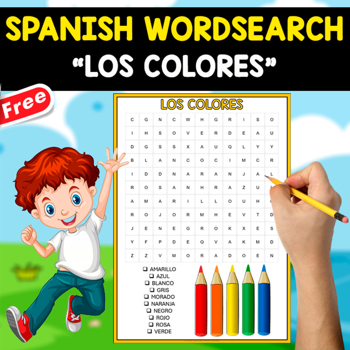 An educational teaching resource from EDITORIAL LAURA EDUCA entitled FREE SPANISH WORDSEARCH | LOS COLORES downloadable at Teach Simple.
