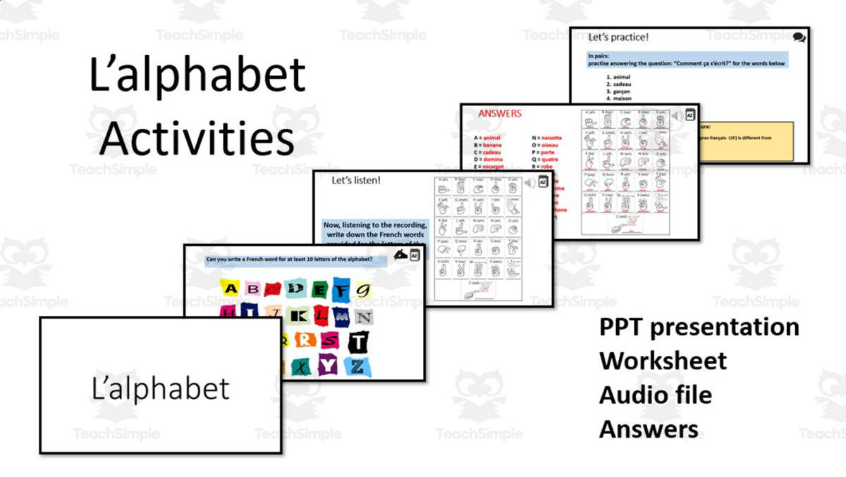 An educational teaching resource from Laprofdefrancais' Shop entitled French Alphabet- Activities downloadable at Teach Simple.