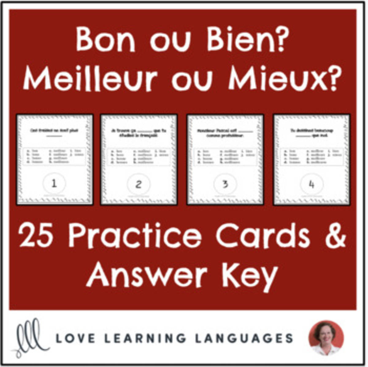 An educational teaching resource from Love Learning Languages entitled French: Bon ou Bien? Practice Cards downloadable at Teach Simple.