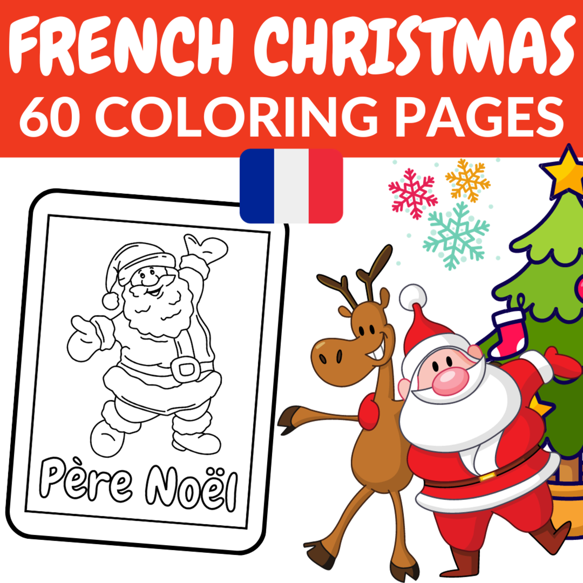An educational teaching resource from Nena Creations entitled French Christmas Coloring Pages downloadable at Teach Simple.