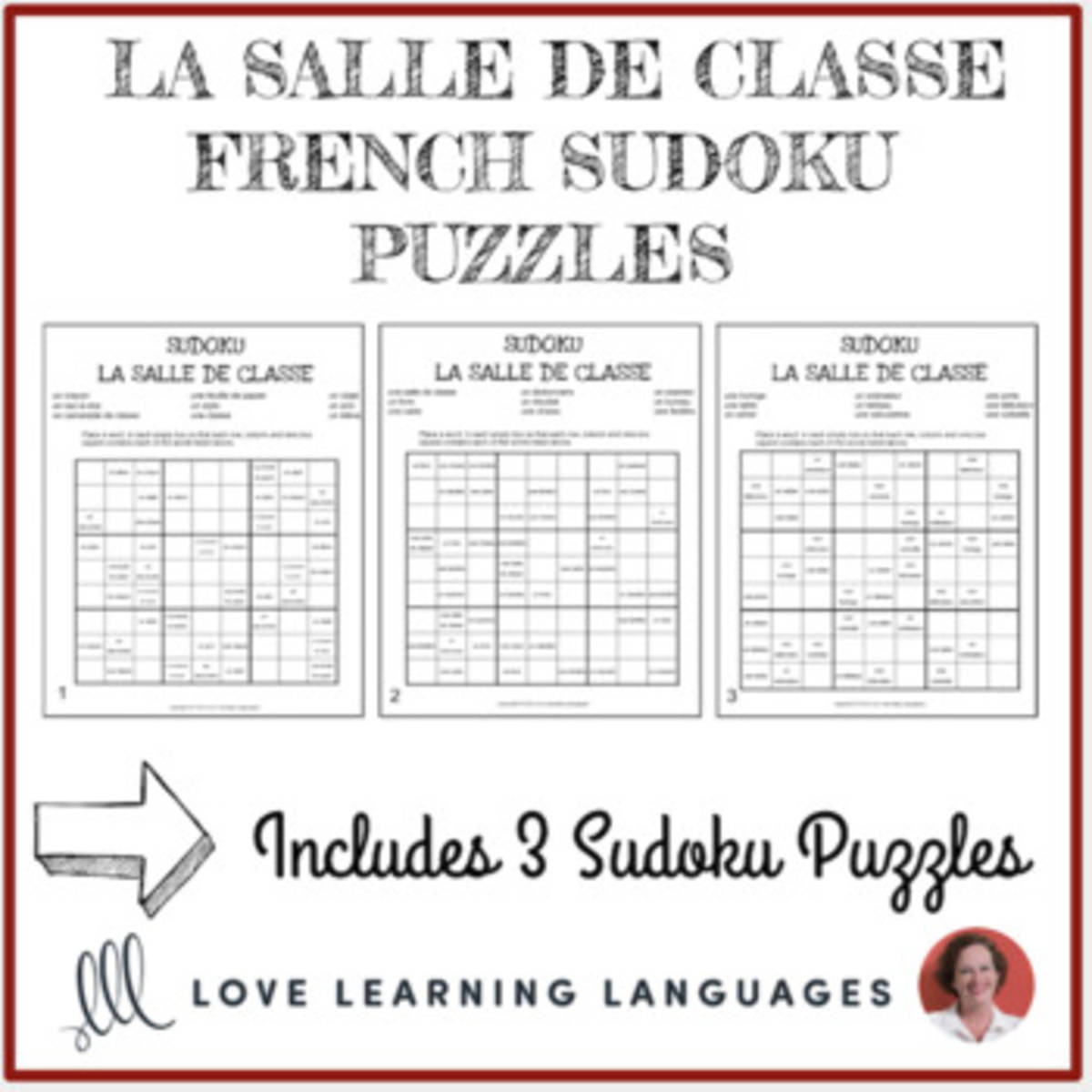An educational teaching resource from Love Learning Languages entitled French Classroom Vocabulary - L'École - Sudoku Puzzles downloadable at Teach Simple.