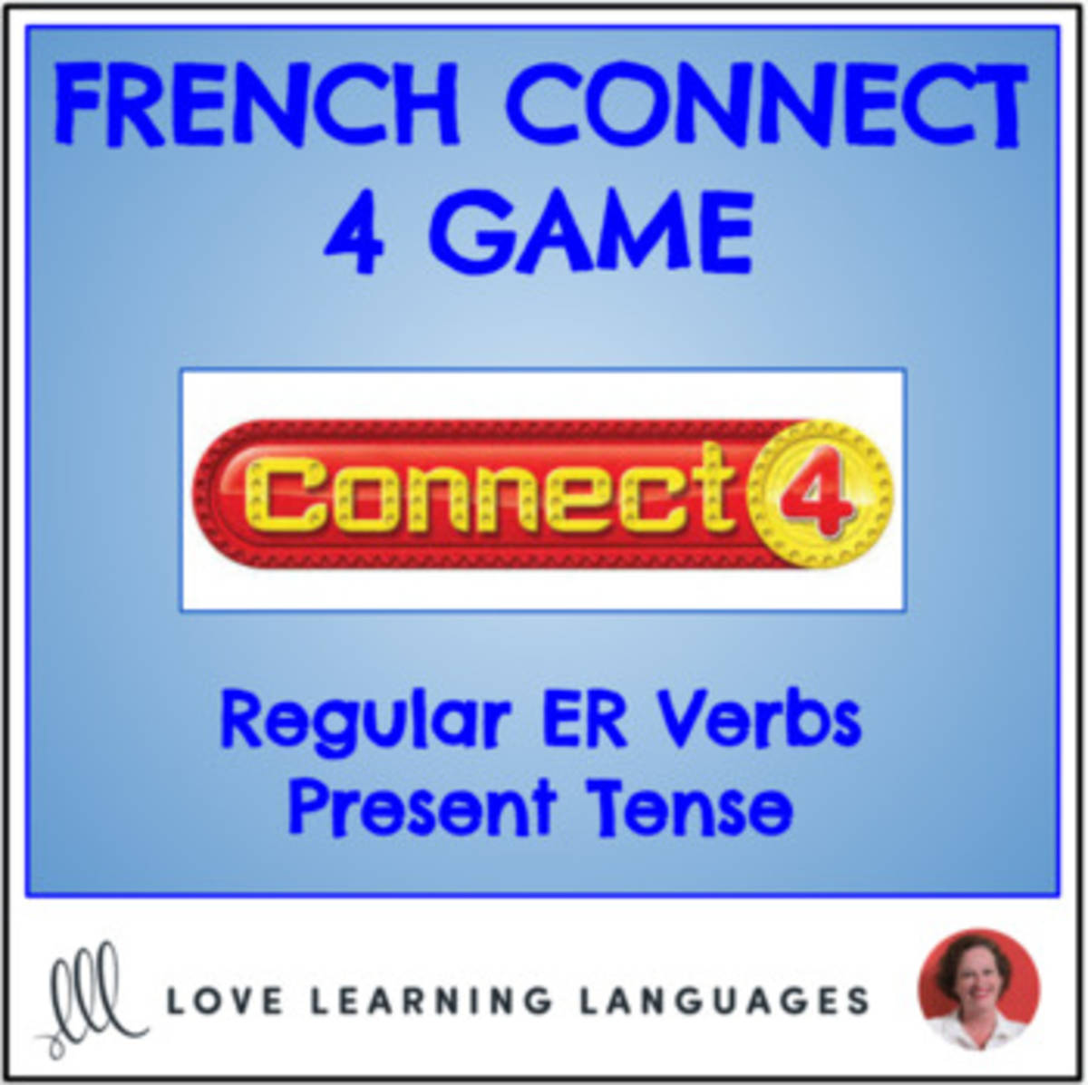 An educational teaching resource from Love Learning Languages entitled French Connect 4 Game - Regular ER Verbs - Present Tense downloadable at Teach Simple.