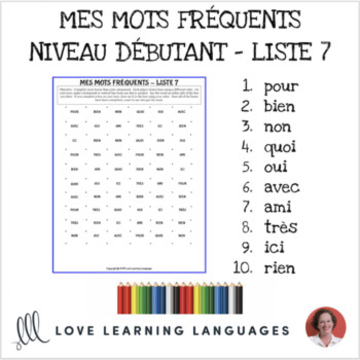 An educational teaching resource from Love Learning Languages entitled French: Dots and Boxes Game and Word Wall - Frequent Words List 7 downloadable at Teach Simple.
