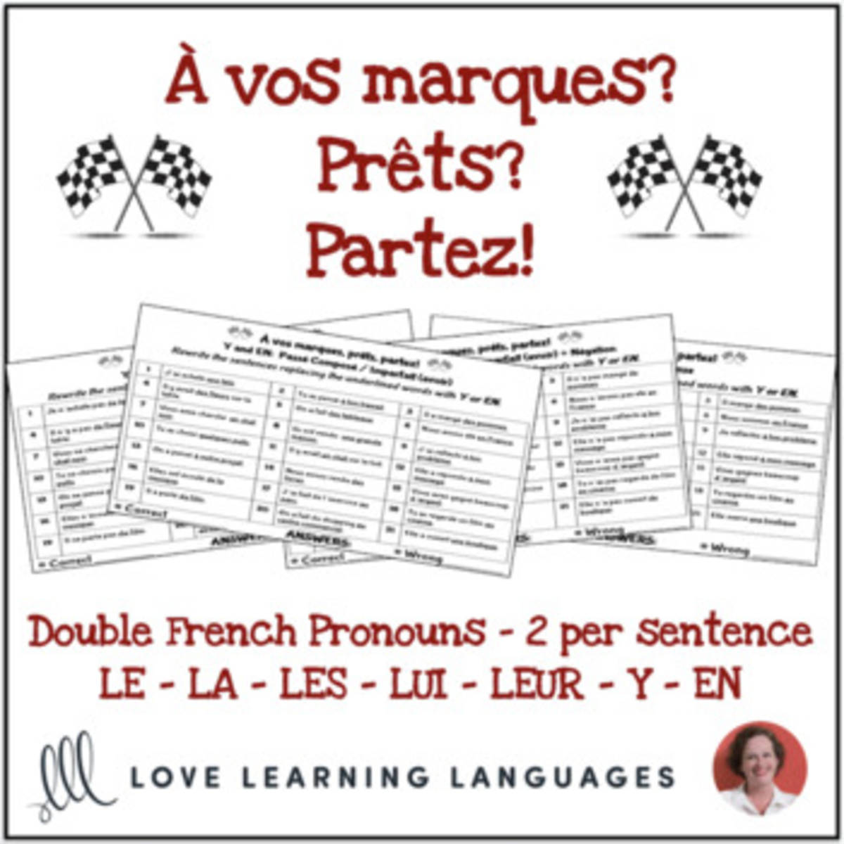 An educational teaching resource from Love Learning Languages entitled French double pronouns - À vos marques, prêts, partez! downloadable at Teach Simple.