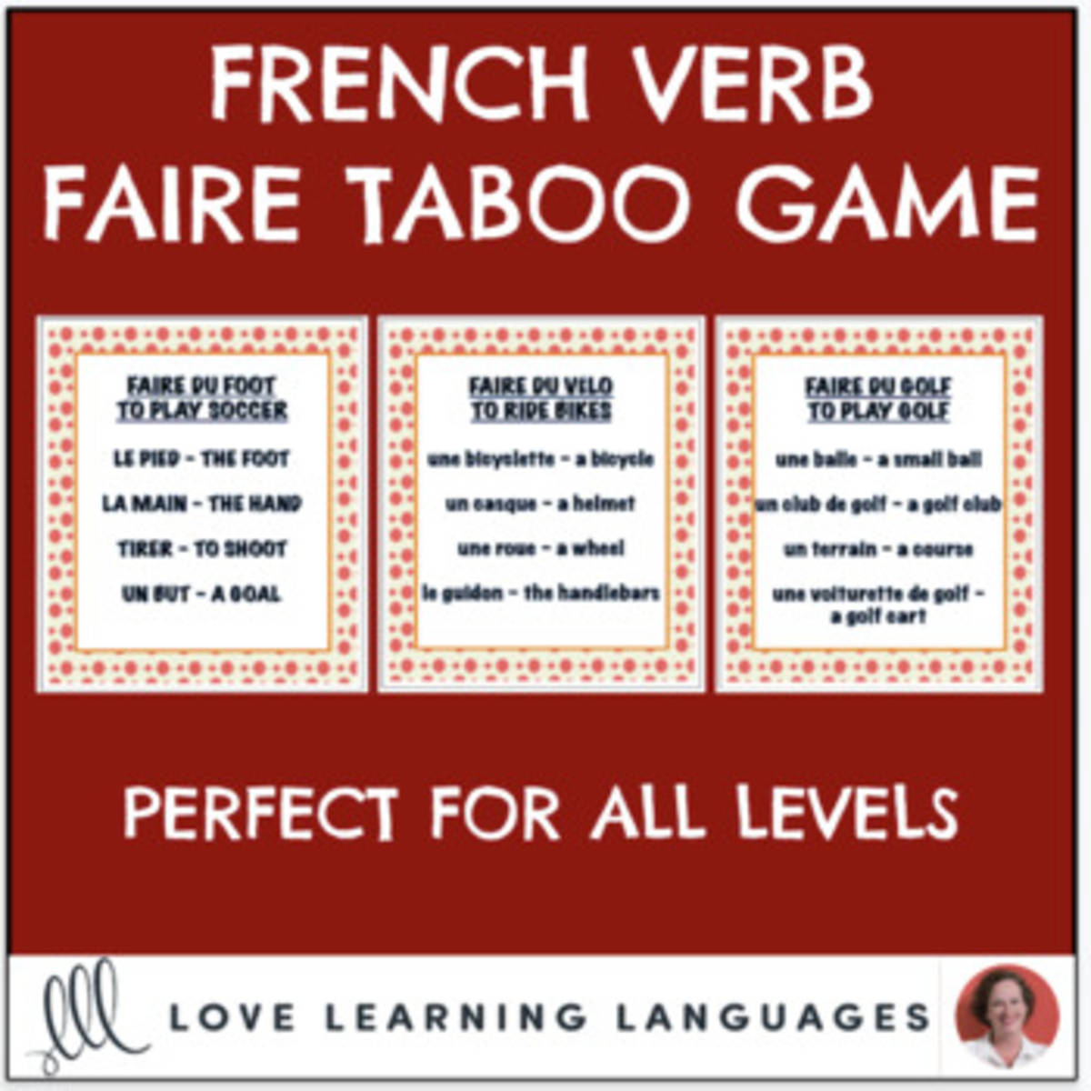 An educational teaching resource from Love Learning Languages entitled French Faire Expressions Taboo Game - Jeu de Tabou en Français downloadable at Teach Simple.