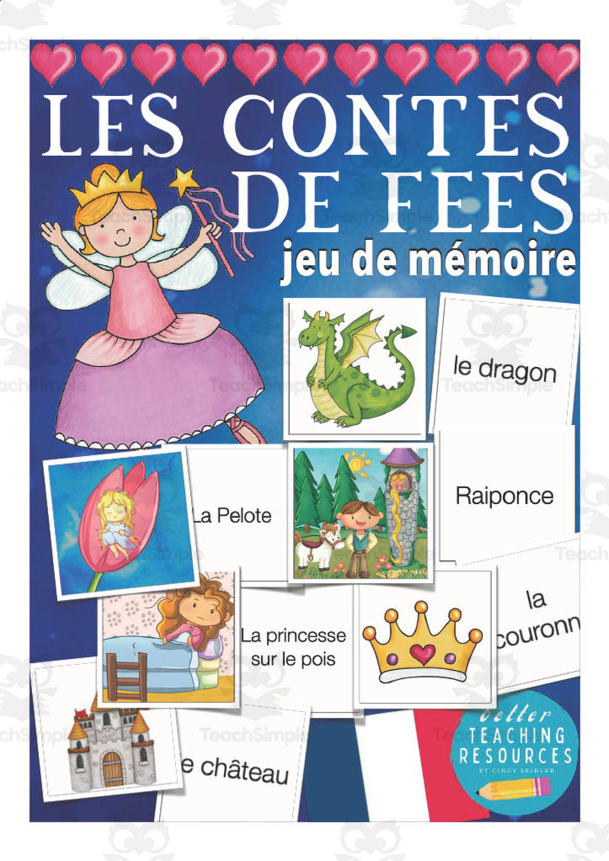 An educational teaching resource from Better Teaching Resources entitled French: Fairy Tales Memory Game downloadable at Teach Simple.