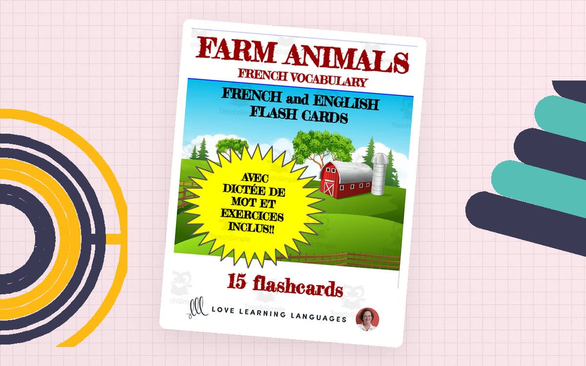 An educational teaching resource from Love Learning Languages entitled French: Farm Animals Flash Cards downloadable at Teach Simple.