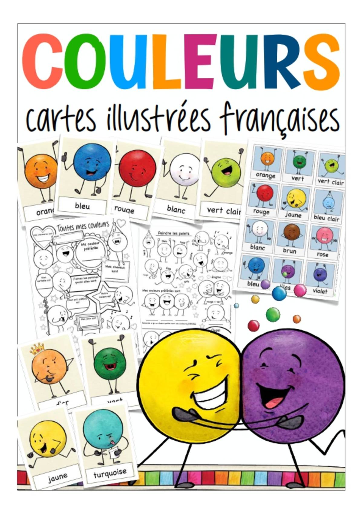 An educational teaching resource from Better Teaching Resources entitled French Flash Cards: Couleurs / Colors downloadable at Teach Simple.