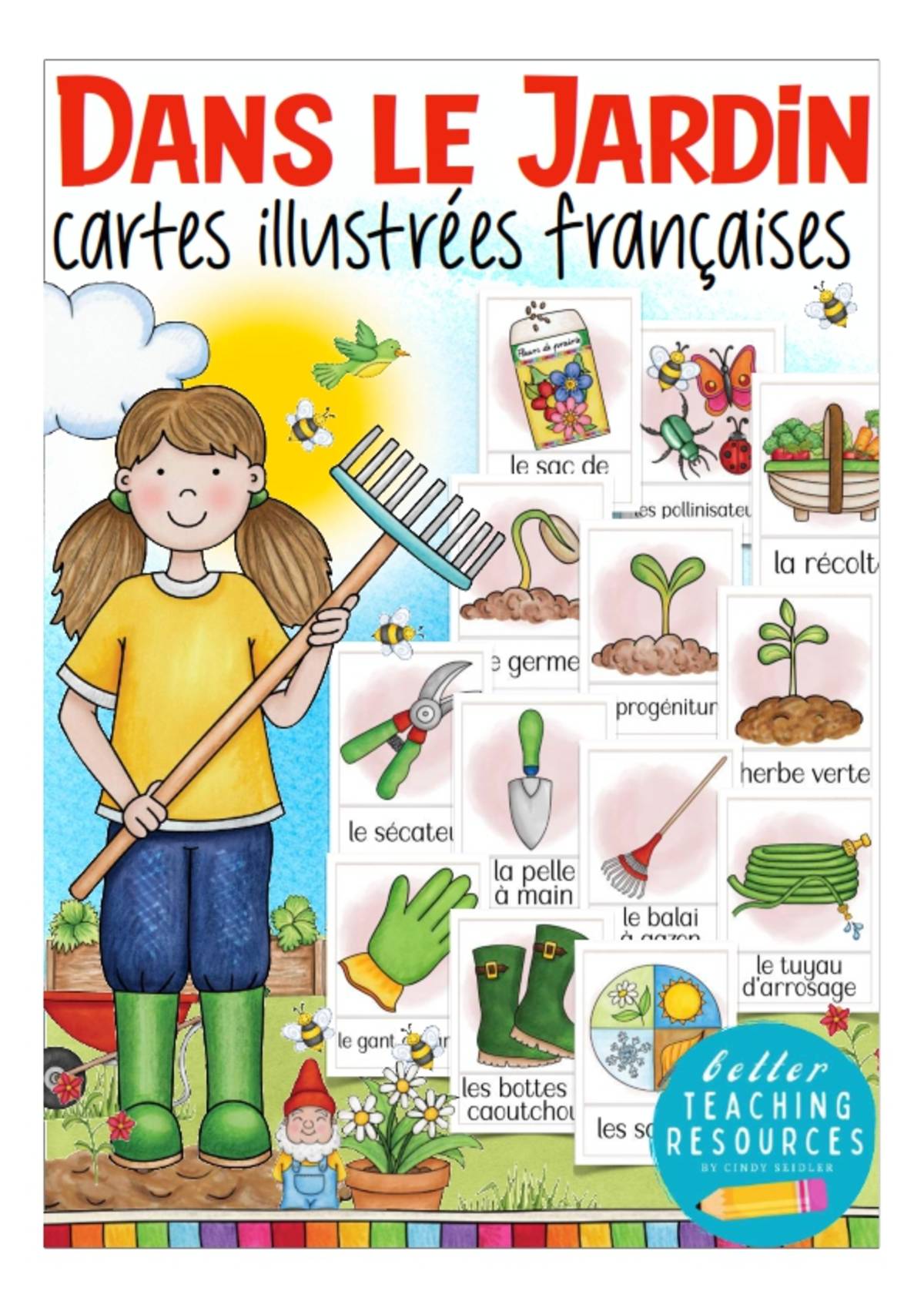 An educational teaching resource from Better Teaching Resources entitled French Flash Cards: Dans Le Jardin / In the Garden downloadable at Teach Simple.