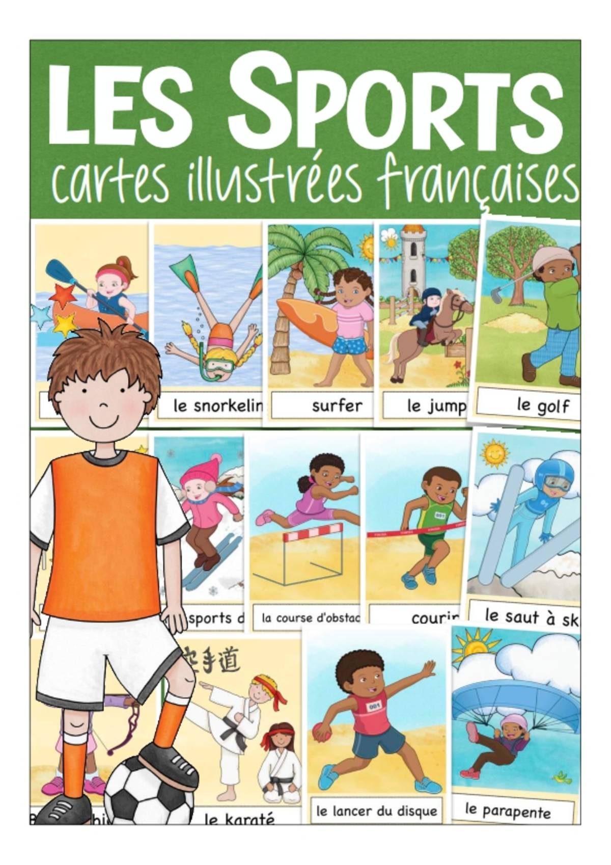 An educational teaching resource from Better Teaching Resources entitled French Flash Cards: Les Sports / Sports downloadable at Teach Simple.