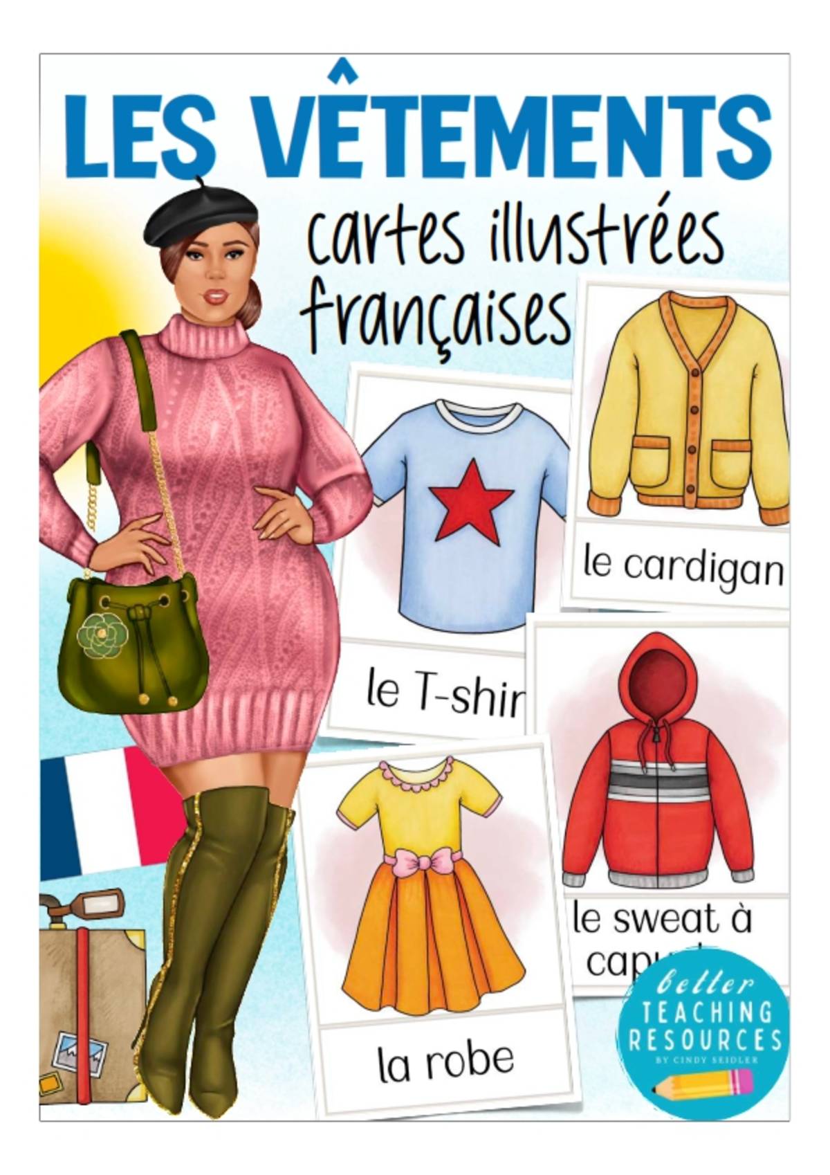 An educational teaching resource from Better Teaching Resources entitled French Flash Cards: Les Vetements / Clothes downloadable at Teach Simple.