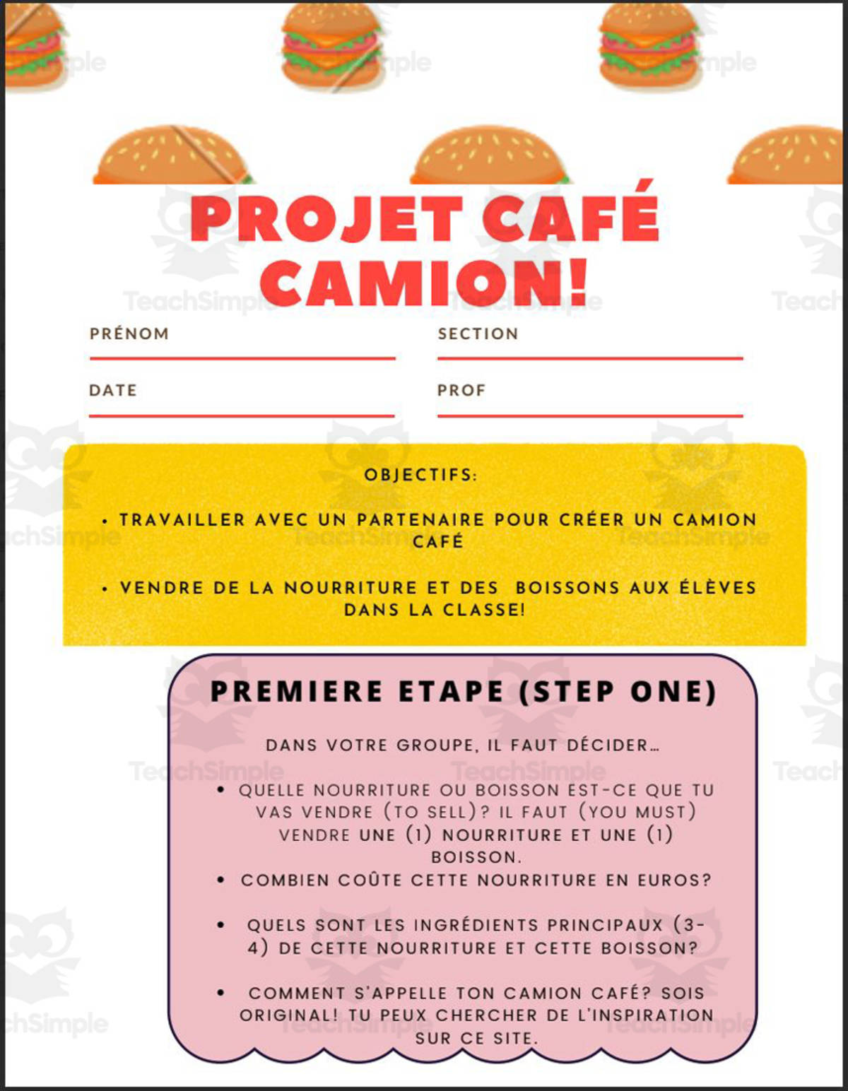 An educational teaching resource from Madame Murphy Comprehensible Culture entitled French Food Unit downloadable at Teach Simple.