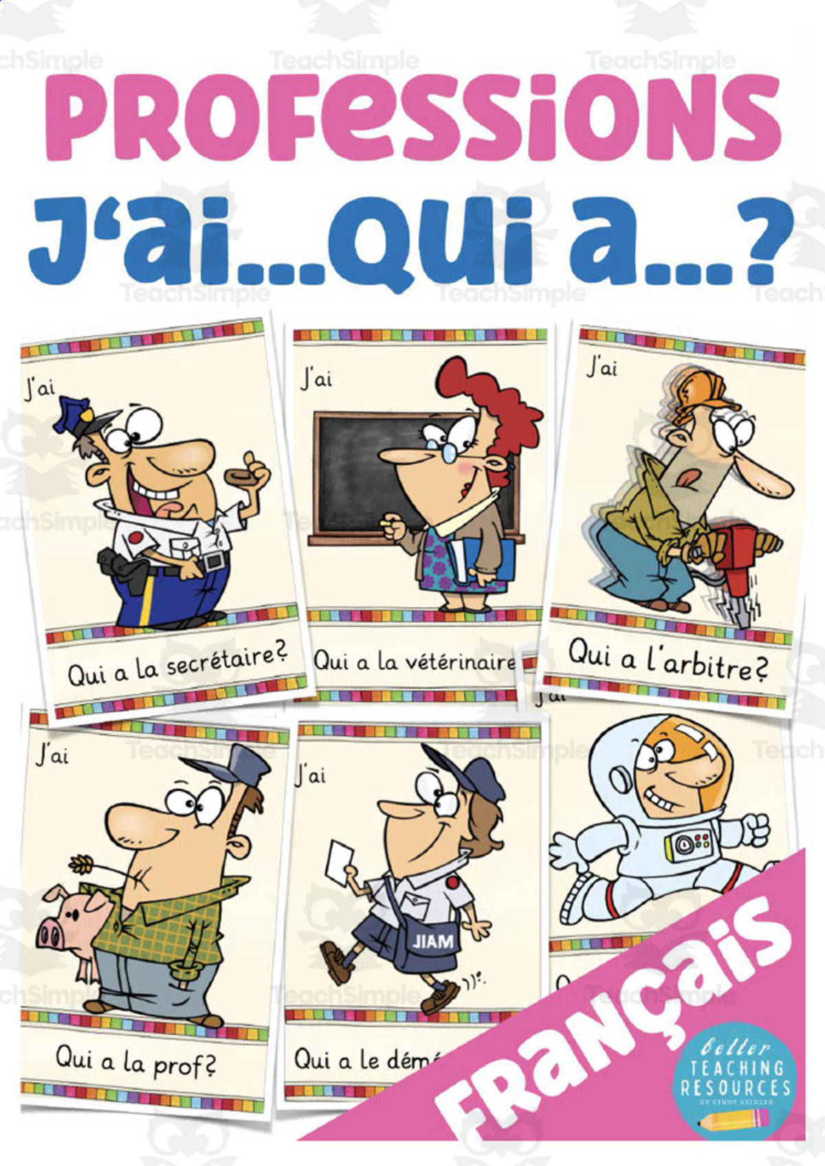 An educational teaching resource from Better Teaching Resources entitled French: I have... Who has? Game - Occupations Vocabulary downloadable at Teach Simple.