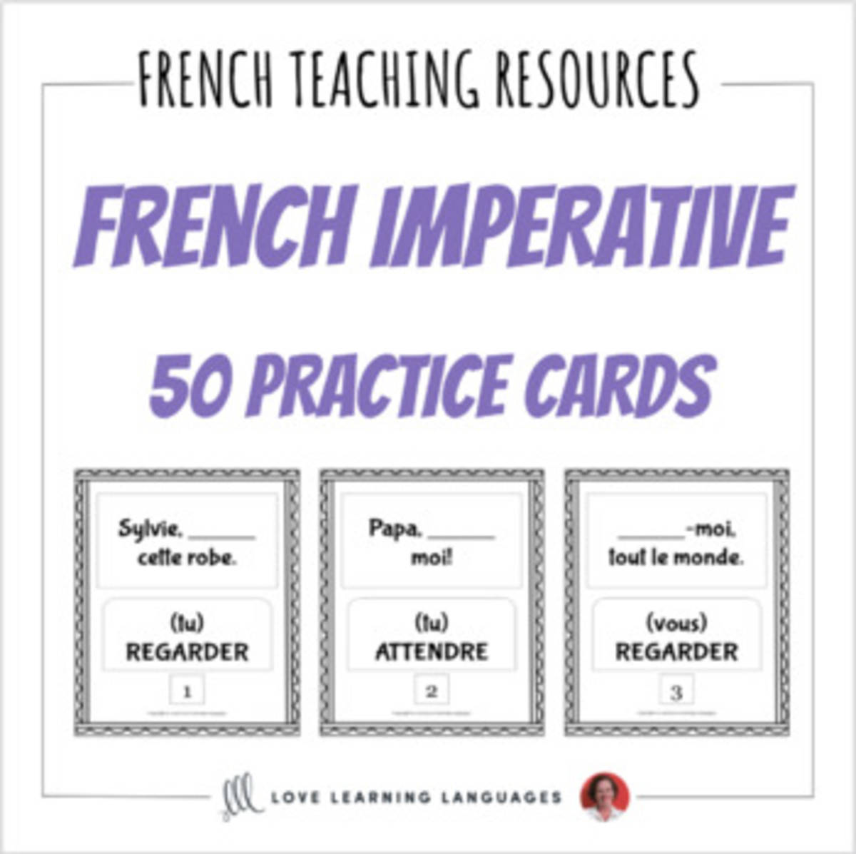 An educational teaching resource from Love Learning Languages entitled French imperative with & without pronouns 50 practice cards - Distance Learning downloadable at Teach Simple.
