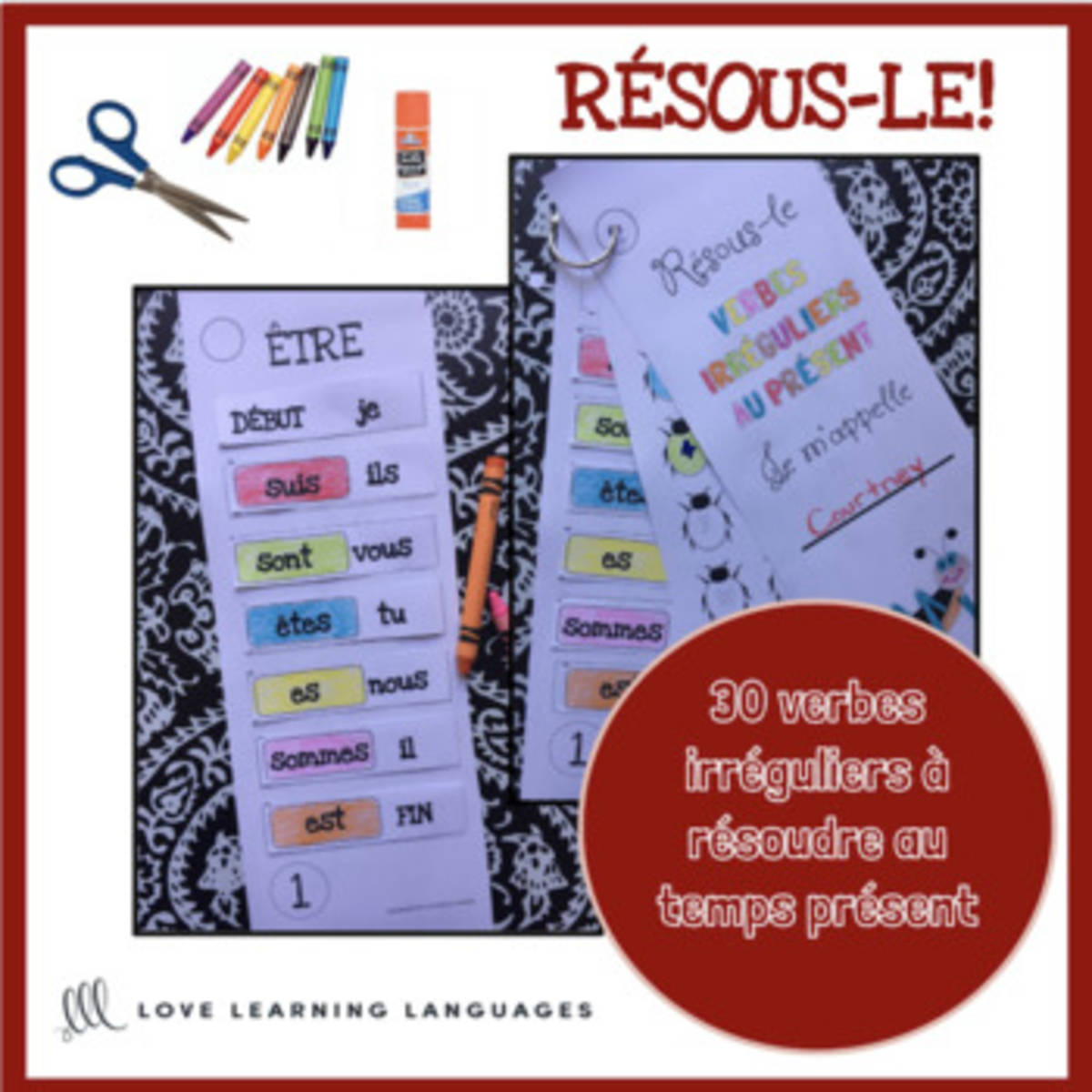 An educational teaching resource from Love Learning Languages entitled French: Irregular Verbs Cut and Paste Worksheets downloadable at Teach Simple.