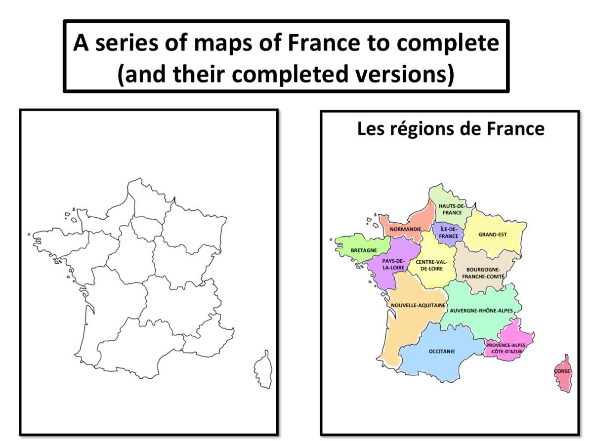 An educational teaching resource from Laprofdefrancais' Shop entitled French-Maps of France downloadable at Teach Simple.