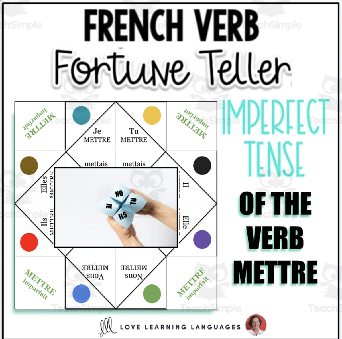 An educational teaching resource from Love Learning Languages entitled French: METTRE IMPERFECT TENSE Fortune Teller downloadable at Teach Simple.