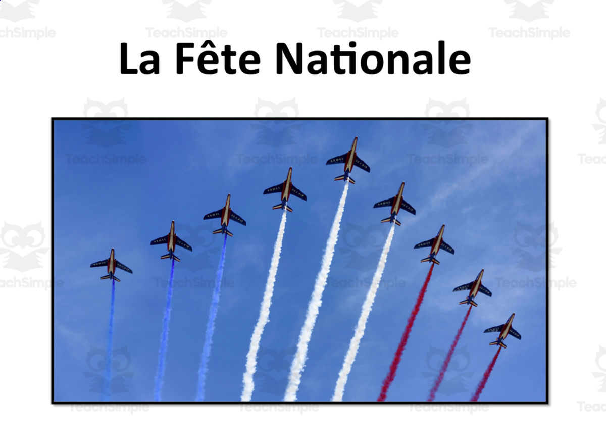 An educational teaching resource from Laprofdefrancais' Shop entitled French: National Day/ Bastille Day- Article and worksheet downloadable at Teach Simple.