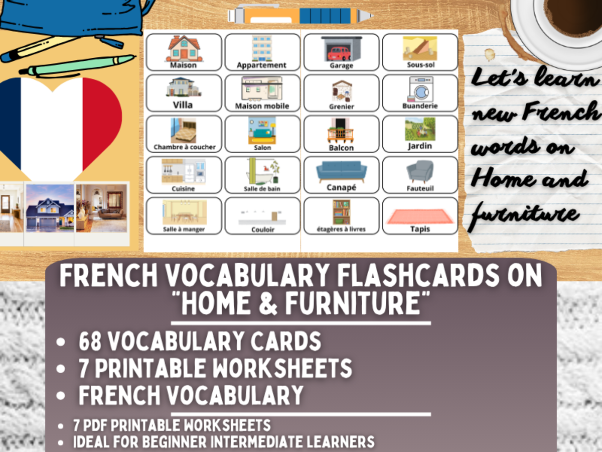 An educational teaching resource from Learning with Alan entitled French Picture Vocabulary Flashcards - Home & Furniture downloadable at Teach Simple.