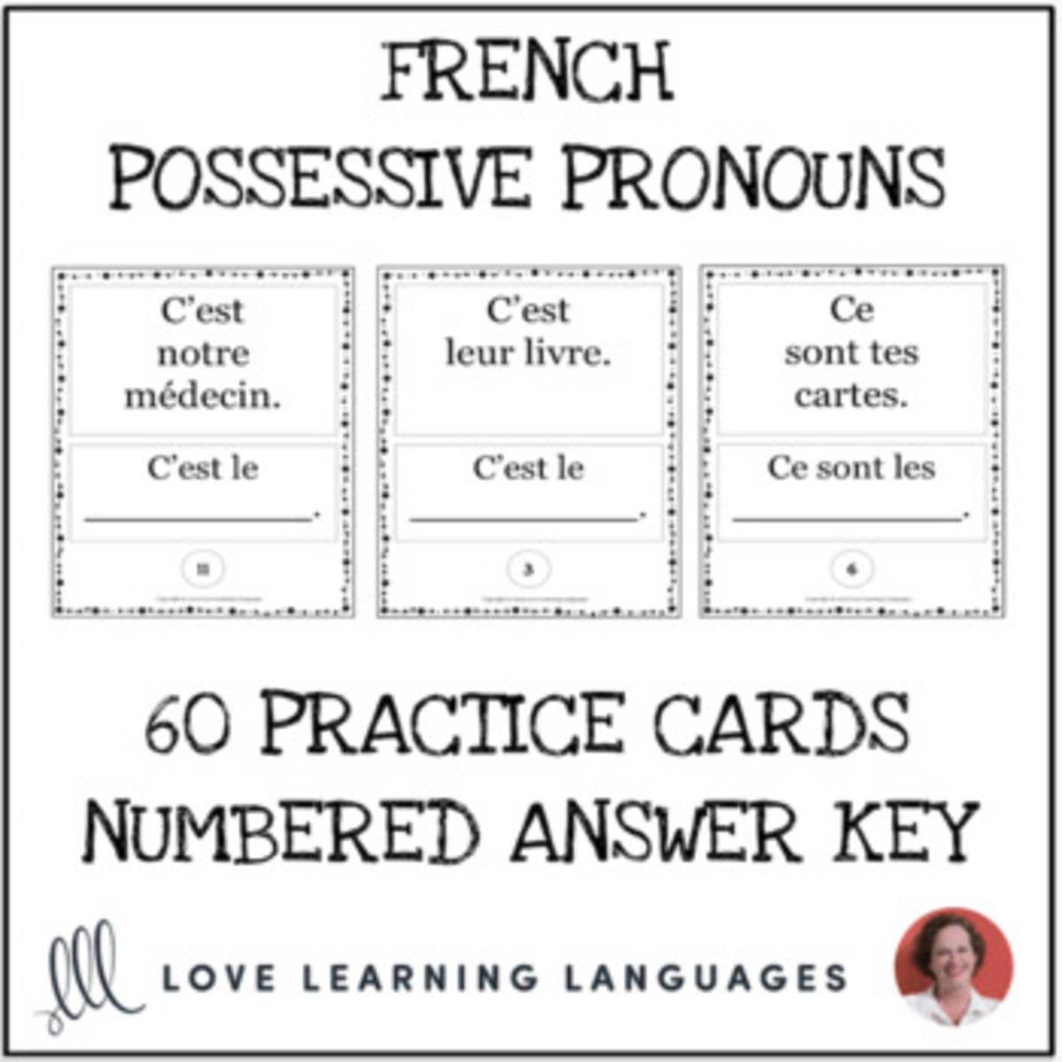 An educational teaching resource from Love Learning Languages entitled French Possessive Pronouns - 60 practice cards - Distance Learning downloadable at Teach Simple.