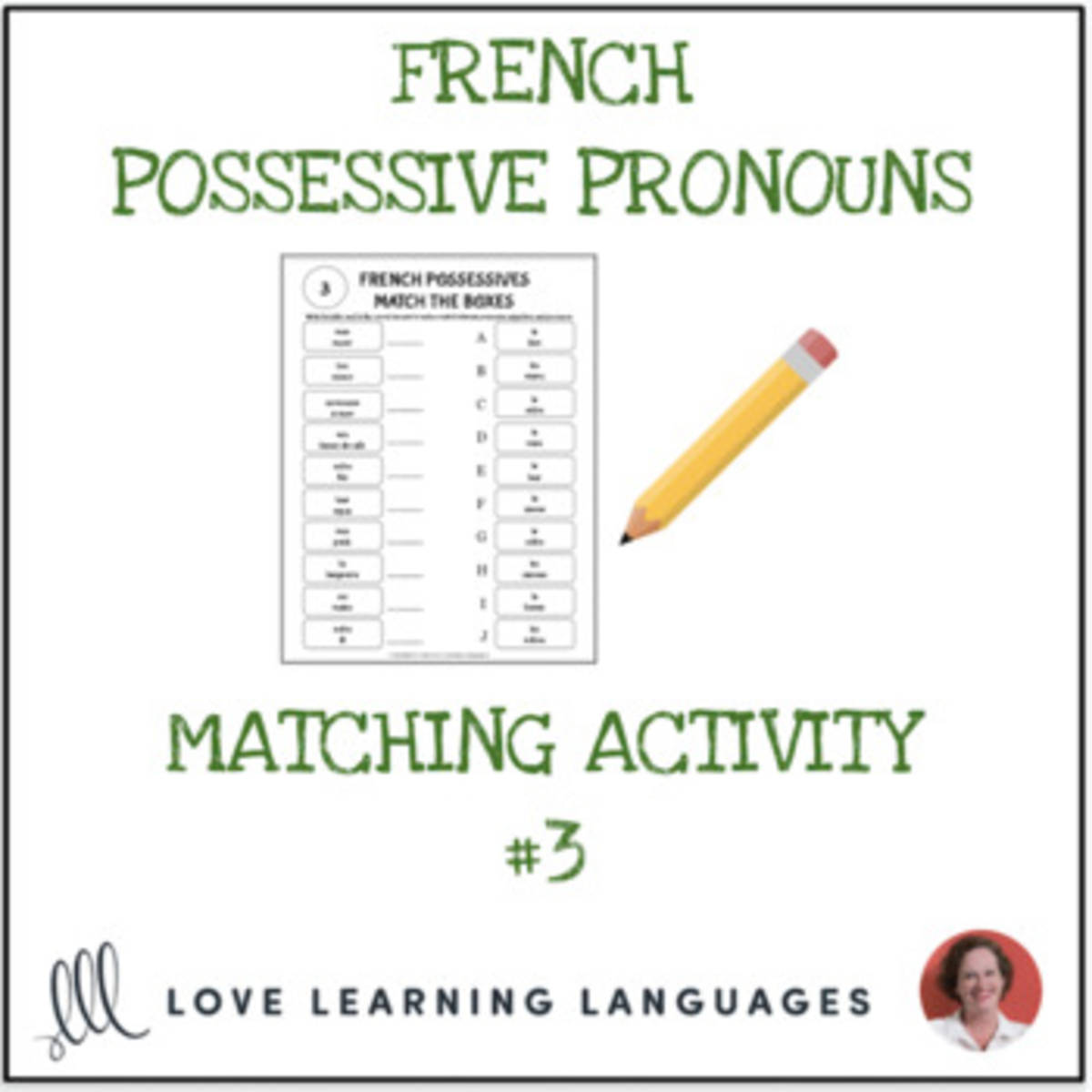 An educational teaching resource from Love Learning Languages entitled French Possessive Pronouns - Matching Activity 3 - Distance Learning downloadable at Teach Simple.
