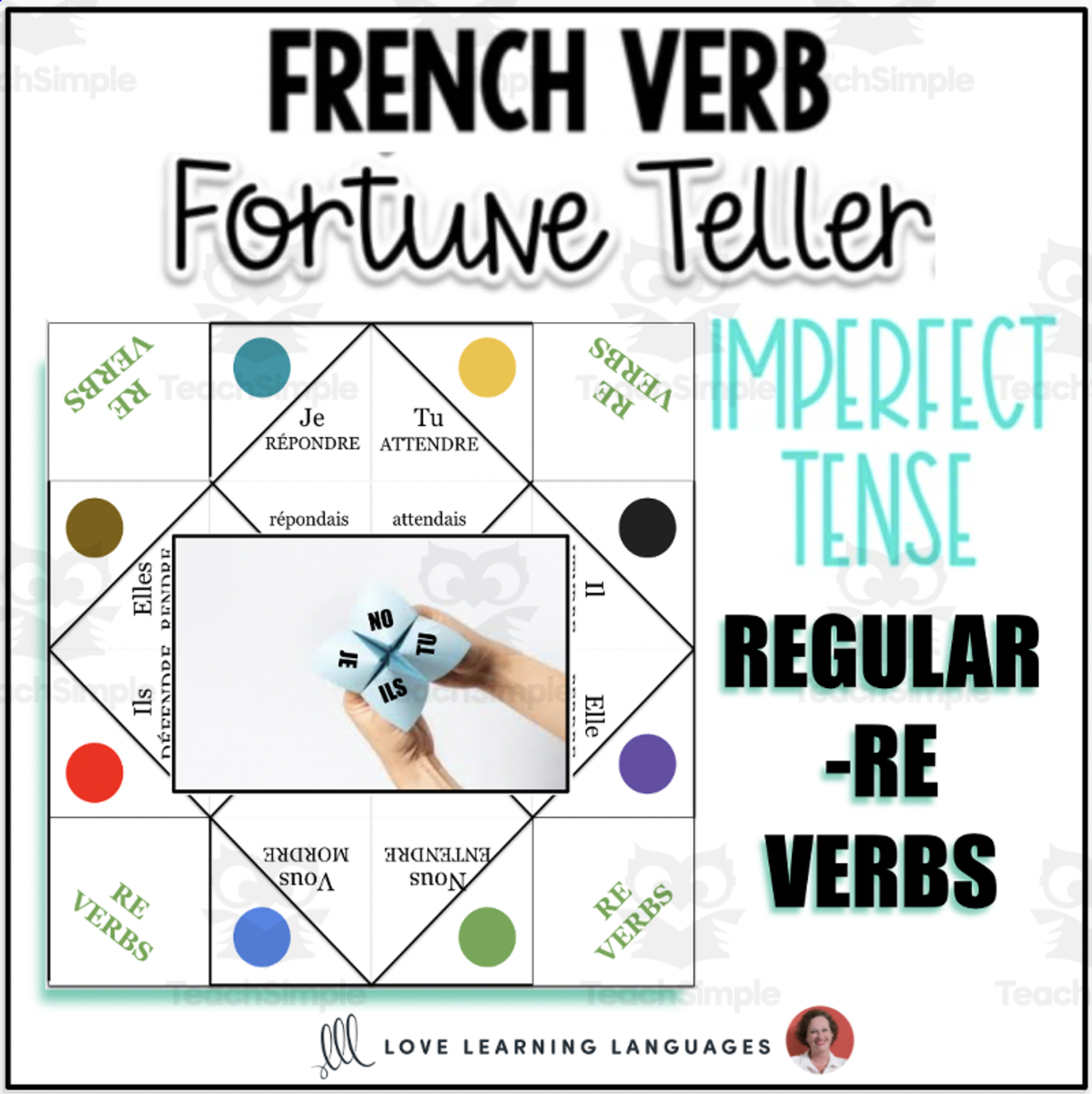 An educational teaching resource from Love Learning Languages entitled French: -RE IMPERFECT TENSE VERB Fortune Teller downloadable at Teach Simple.