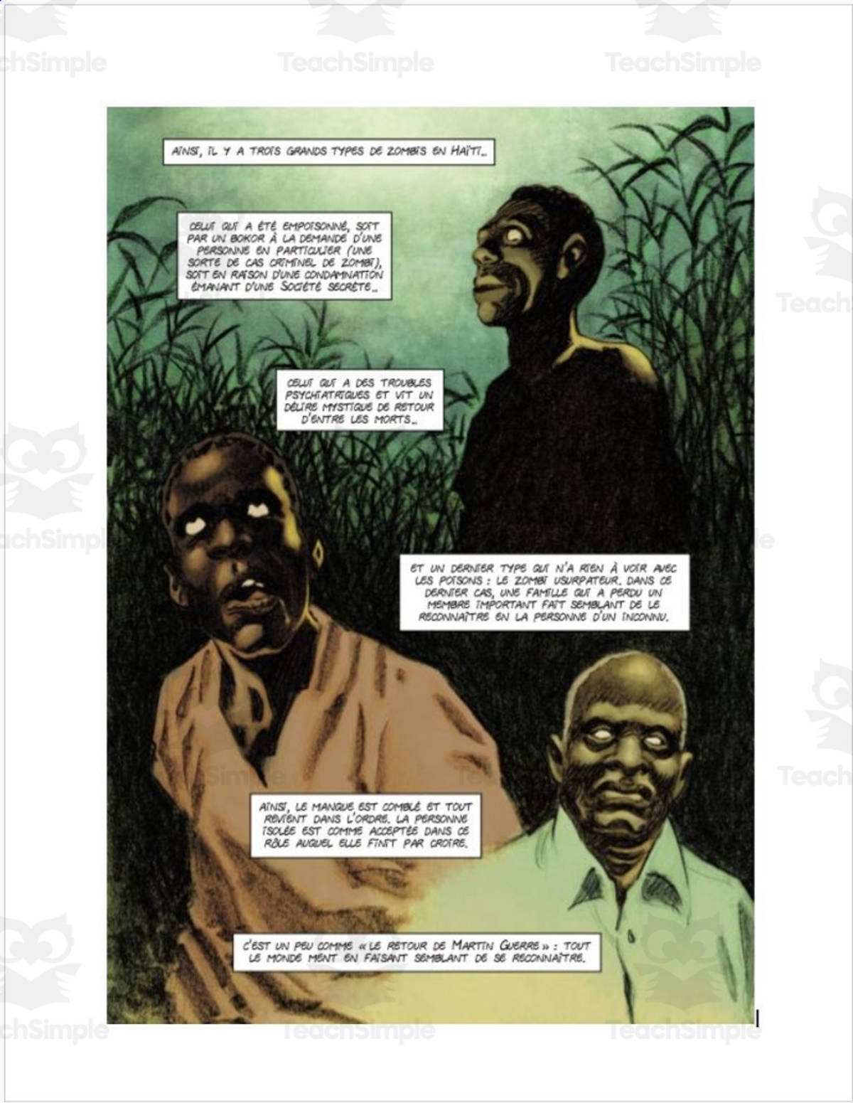 An educational teaching resource from Madame Murphy Comprehensible Culture entitled French reading Activity Lecture les zombis en Haiti downloadable at Teach Simple.