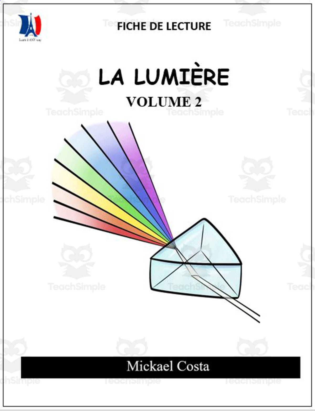 An educational teaching resource from Learn it ANY way entitled French: Reading comprehension worksheets: La lumière vol 2 downloadable at Teach Simple.