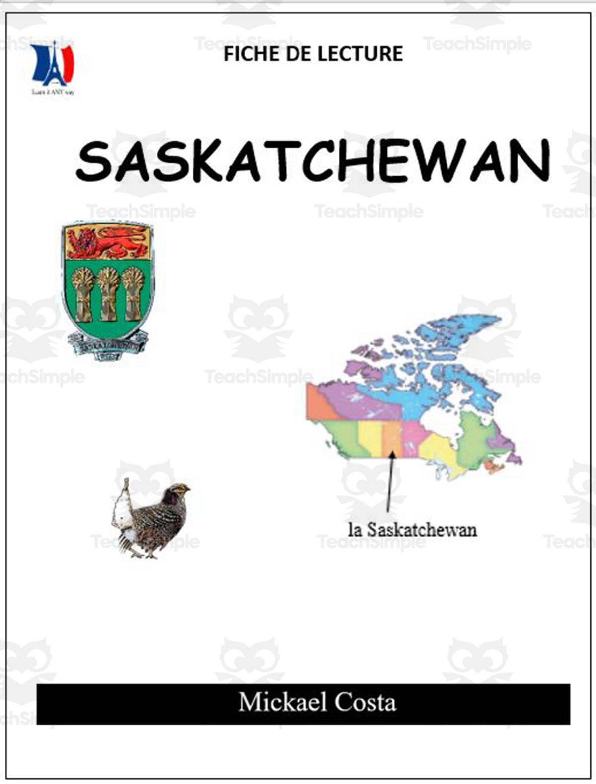 An educational teaching resource from Learn it ANY way entitled French: Reading comprehension worksheets: Saskatchewan downloadable at Teach Simple.