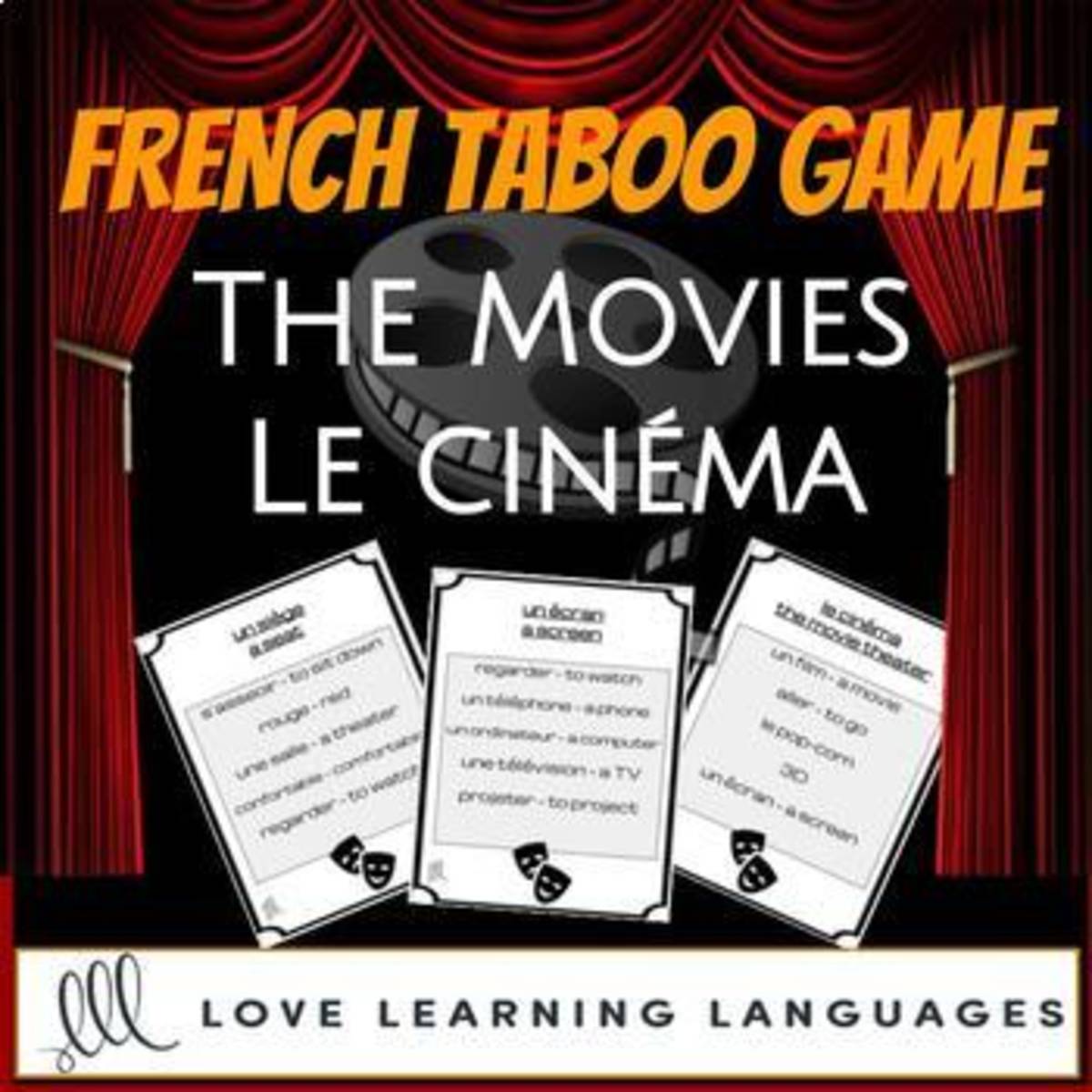 An educational teaching resource from Love Learning Languages entitled French Taboo game - le cinéma movies downloadable at Teach Simple.